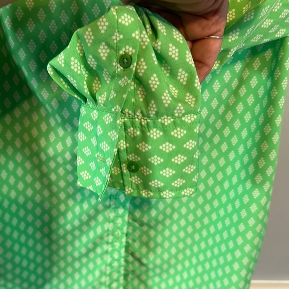 Merona Green Long Sleeve Button Down Shirt with Notched Collar - Picture 3 of 6